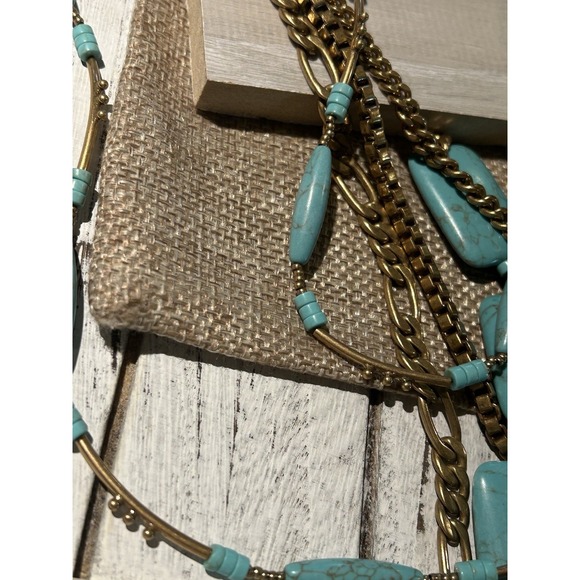 Silpada KR "Toes in the Sand" Howlite Turquoise Brass Necklace 5-Strand NWT $160 - Picture 5 of 11
